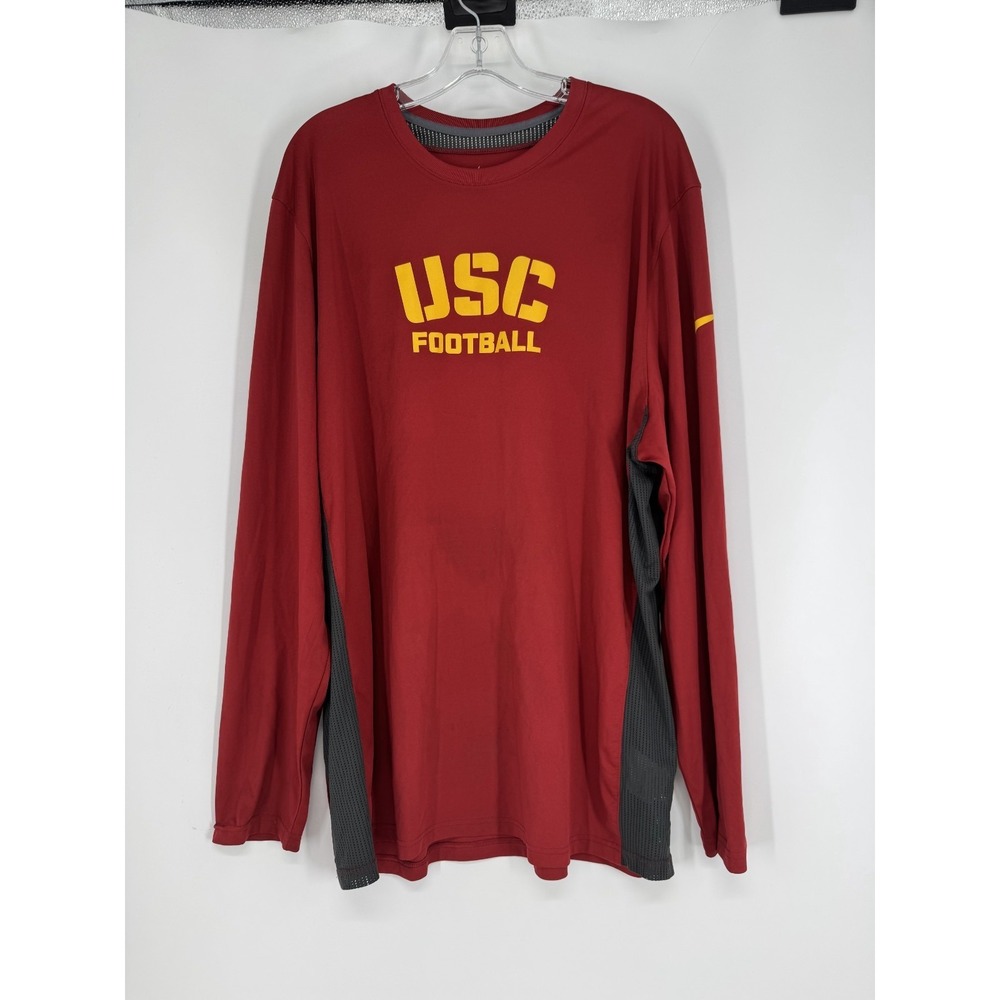Nike USC Trojans Football T Shirt Mens 2XL Graphic Long Sleeve Performance‎ Tee